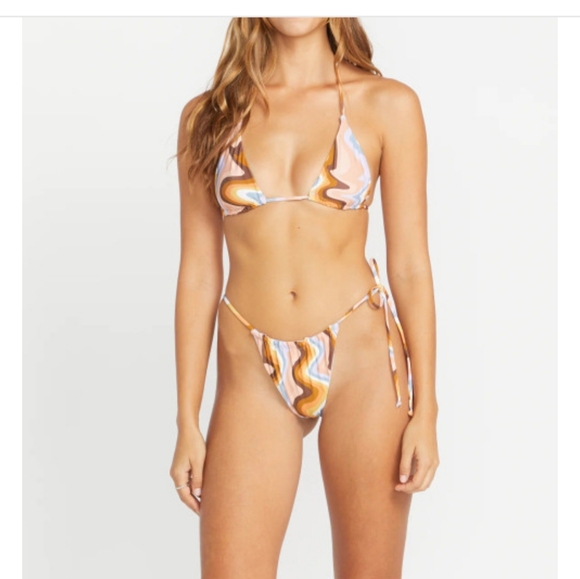 VOLCOM RIDE THE WAVE‎ TINY string bikini side tie BOTTOM size medium brand new - Picture 3 of 4